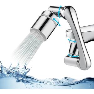 1080 Swivel Faucet Extender, 360 Swivel Robotic Arm Faucet Aerator, 2 Mode Splash Water Filter Extension, Multifunctional Universal Model Sink Faucet Adapter for Kitchen/Bathroom Sink
