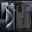 for iPhone 15 Pro Case,[18 FT Military Grade Drop Protection],with 2X[9H Screen Protector ] Slim & Tough Full-Body Protective Official Certification Phone case (Black, iPhone 15 Pro)