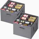 Lifewit Shoe Storage Organizer for Closet Fits 12-16 Pairs, Fabric Large Shoe Box Storage Containers with Clear Cover, Foldable Bins Fit for Boots Heels Sneakers 17"(L) x 17"(W) x 12.5"(H) 2 Pack Gray