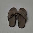 MIA Women's Sandals – Size 7.5, Taupe Slip-On Flats with Decorative Buckles