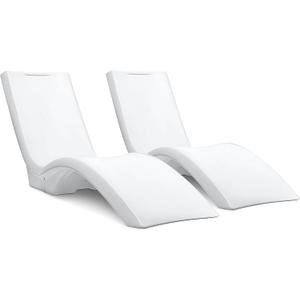 Step2 Vero Pool Lounger 2 Pack, Outdoor/Indoor Waterproof Patio Furniture, Pool Lounge Chairs, Use in Pools Up to 12 Inches of Water or Poolside Ledge, Made of Durable Plastic, Weighted, White