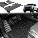 IKABEVEM Carbon Fiber Pattern Floor Mats Fit for Ford F250 F350 F450 F550 2017-2026 SuperDuty Crew Cab Carpet Floor Rear with Under-Seat Fold-Flat Storage All Weather TPE Car Mats 1st & 2nd Row Grey