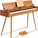 88 Key Weighted Digital Piano - Wooden Desk Electric Piano Transforms Between Desk and Vanity - Progressive Hammer-Action Keyboard, Perfect for Beginners with MIDI Functionality (1852 Brown)