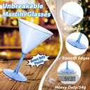 Liacere Martini Glasses Set of 6-11oz Plastic Crystal Luxury Martini Glass-Goblets & Chalices Elegant Colors, Hand-Blown, Art Deco Cocktail Colored Coupes For Manhattan, Cosmopolitan, Sidecar