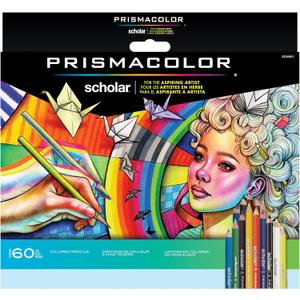 Prismacolor Scholar Colored Pencils, Art Supplies Perfect for Sketching, Drawing, Coloring, Assorted, 60 Count