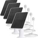 Solar Panel Charger Compatible with Arlo Ultra/Ultra 2/Pro 3/Pro 4/Pro 3 Floodlight Security Camera, 5V 4W Solar Panels Charging IP65 Weatherproof w/ 9.8ft Charging Cable Adjustable Wall Mount, 4 Pack