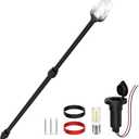 AMBIPASION Stern Light Boat Anchor Light, 26"–48" Telescoping Pole Boat Lights with Base, Marine Navigation Lights for Boats LED, for Pontoon, Fishing, Bass & Jon Boats, 12–24V (Black)