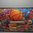 Banksy Basketball Book Large Wall Art for Living Room Abstract Graffiti Sports Framed Canvas Decor Street Prints Painting Pictures Extra Large Artwork for Gym Bedroom Home Office Classroom 30"x60"