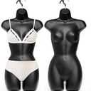 Noamus 2 Pack Black Female Mannequin, Hip Long Hollow Back Body Torso Dress Form, Shatterproof Frosted Shapely Mannequin with Hanging Hook for Display Top and Bottom Merchandise, Fits Sizes 5-10