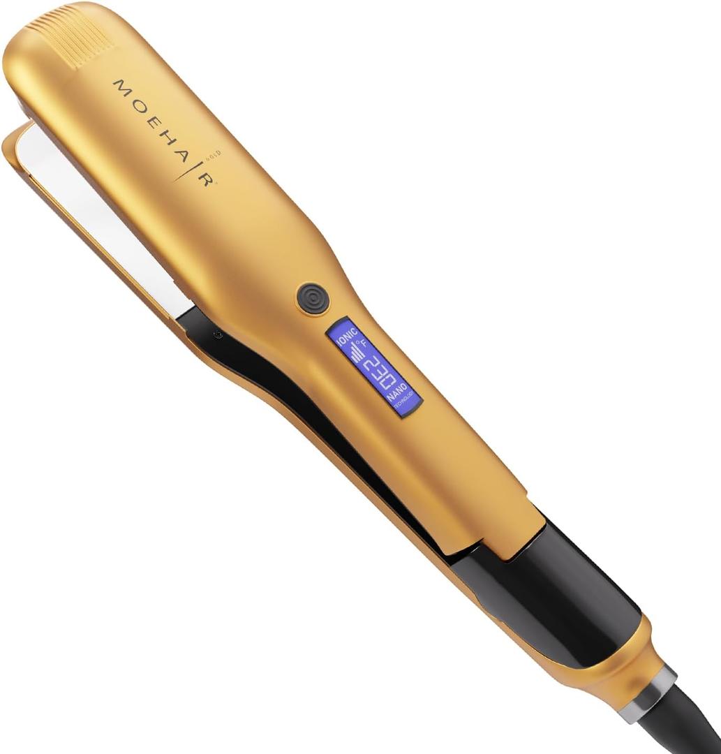 MOEHAIR Professional Titanium Ionic Flat Iron Hair Straightener for Straightening, Waving, Curling, & Flip | 1.5" Ceramic Floating Plates | Adjustable Temperature | Auto Shut Off | for All Hair Types