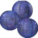 3pcs Galaxy Paper Lanterns with Constellation, 12 inch Space Party Decor, Galaxy Themed Paper Lanterns for Galaxy Party Decorations Party Birthday Room Decorations