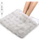 Electric Foot Warmer, Luxury Faux Fur Heating Pad for Feet Pain Relief Cramp, Heated Foot Warmer for Under Desk & Bed with 3 Heat Settings & 2H Auto-Off, ETL Certified, 20x22 Inch, Light Grey