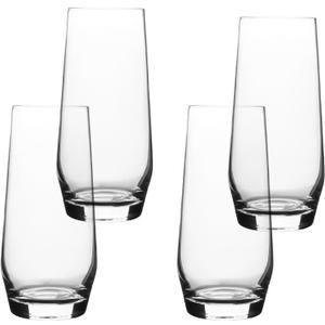 over&back 12oz Traditional Glassware - Set of 4 Classic Stemless Drinking Glasses for Parties, Get-togethers, and More - Mouth-Blown - Drink Cooler Glass for Kitchen and Dining Room - Clear (Water)