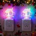 Christmas Night Light for Kids[2 Pack], Santas Cabin Plug-in Wall Light with RGB & Color Changing & Soft White 3000K LEDs, Dusk to Dawn, Christmas Decorations Gifts for Bedroom, Hallway
