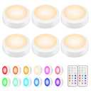 BLS LED Puck Lights with Remote Control, Wireless Under Cabinet & Closet Lighting, RGB 13 Color Changing Lights with Dimmer, Timer & AA Battery Operated, Push, Touch, Stick on for Night, Wall, 5 Pack