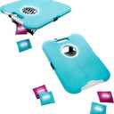 EastPoint Light-Up Cornhole Board Set - Turquoise/White 23.5x18in - Foldable for Camping Accessories & Beach Fun - Built-in LEDs for Backyard & Lawn Games - Effortless Bean Bag Toss & Yard Games