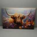 Cow Pictures Wall Decor Highland Cow Canvas Wall Pictures Farmhouse Wall Art Western Wall Decor Rustic Art Painting Animal Theme Artwork for Living Room Bedroom Home Office Decorations, Ready to Hang (36L" x 24W")