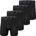 New Balance Men's Mesh Jersey Performance Wicking No Fly Boxer Briefs Underwear (4 Pack) (Black/Black/Black/Black)