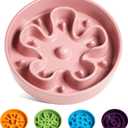 LE TAUCI Slow Feeder Dog Bowls Ceramic, 1.5 Cups Dog Food Bowl, Puppy Slow Feeder Dish for Fast Eaters, Pink Bloom