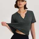 TCOT Workout Tops for Women V Neck Short Sleeve Hiking T-Shirts Yoga Shirts Athletic Top Exercise Shirt (M)