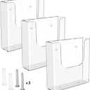 MaxGear Brochure Holder 6x9 Inch Acrylic Wall Mount Pamphlet & Flyer Holder, Clear Plastic Organizer for Handouts and Marketing Literature, 3 Pack
