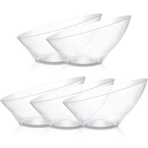 Goodluck 5 Pack Clear Plastic Serving Bowls for Party - 20 OZ Angled Disposable Serving Bowls for Wedding Party Chip, Candy, Salad & Fruit