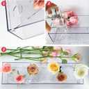 4 Pack Clear Acrylic Flower Vase Centerpiece for Dining Table,63.2 Inch Rectangular Floral Low Vases with 64 Holes for Dining Table Modern Flower Arrangement for Home Decor or Weddings