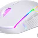 FFJ Wireless Gaming Mouse, 24000 DPI, Tri-Mode 2.4G/USB-C/Bluetooth 5.3 Gaming Mouse Wireless, RGB Programmable Mouse Gamer, 75Hrs Battery Life, Rechargeable Gaming Mice for PC, Mac, PS5, Xbox - White