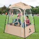 Pod All Weather Sports Tent, Outdoor Pop Up Bubble Clear 540 View Winter Tent for 1-2 Person, Instant Cold Weather Shelter with Rainfly for Soccer, Football, Softball & Other Sports Events (Khaki)