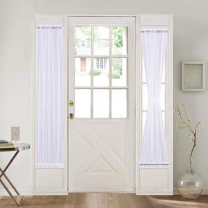 Home Brilliant White French Door Curtain Panels Window Drapery Rod Pocket with Tie Back, Set of 2, 30 x 72 Inch Long