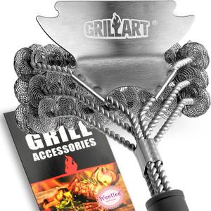 Grill Brush and Scraper Bristle Free  Safe BBQ Brush for Grill  18'' Stainless Grill Grate Cleaner - Safe Grill Accessories for Porcelain/Weber Gas/Charcoal Grill  Gifts for Grill Wizard