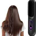 Go Brush Pro, 2026 New Hair Straightener Brush, Portable Straightener Brushes for Travel with LCD Temperature Display, Fast Heating Mini Hair Brush for Women (Black)