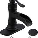 Black Bathroom Faucet Matte Waterfall Sink Farmhouse Vanity Single Hole Faucets One Handle Basin Antique centerset with Pop Up Drain Stopper Mixer Tap Overflow Supply Line by Homevacious