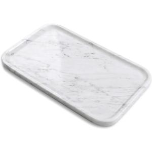 Yew & Tulip 14" x 8.5" Natural Marble Tray for Kitchen, Bathroom, Living Room  Serving/Decorative Vanity Tray for Jewelry, Candles, Decor (Carrara White)