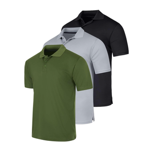 Real Essentials 3 Pack: Men's Quick-Dry Short Sleeve Athletic Performance Polo Shirt Size S