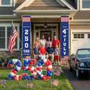 Patriotic Porch Sign Banners, Happy 4th of July and Celebrating 250 Years 1776-2026, 71x12 Inch Waterproof American Flag Door Decorations for Independence Day, Memorial Day (Fourth of July)