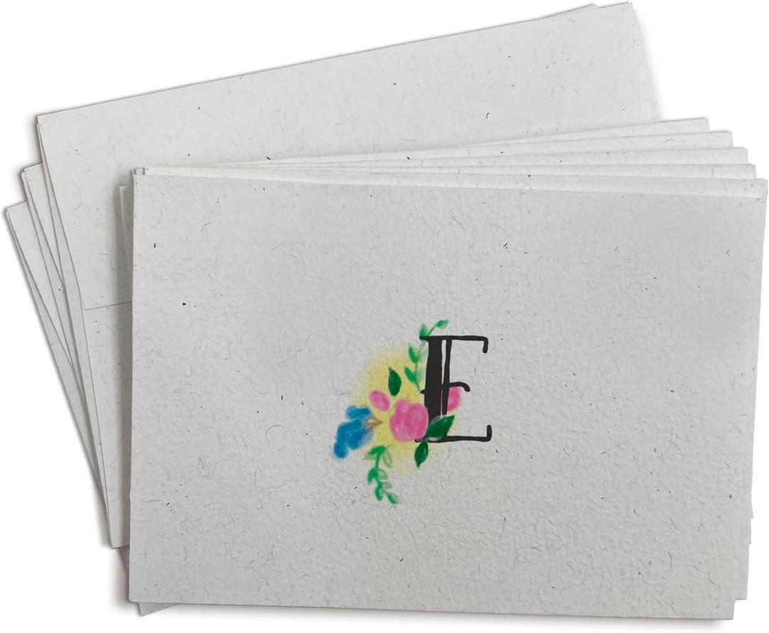 Sugartown Greetings Floral Monogram Note Cards - 24 Stationery Note Cards with Envelopes (Letter E)