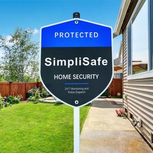 All Aluminum Yard Sign with Reinforced Metal Stake, 28" Heavy Duty Weatherproof Sign with 8 Window Stickers Compatible with Home Security System