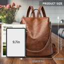 Backpack Purse for Women, Large Capacity PU Leather Shoulder Bags Multifunctional Fashion Backpack Travel Bag for Working Shopping Hiking (Black)