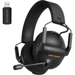 SENZER Wireless Gaming Headset with Microphone - 7.1 Surround Sound, Noise Canceling Mic, 2.4GHz Wireless & Bluetooth 5.3 - Foldable Gaming Headphones for PC PS5 PS4 (Not Xbox Compatible)