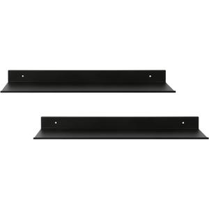 Z metnal Wall Shelf, Long Floating Shelves, Metal Hanging Shelf for Living Room Kitchen Storage Entry, Aluminum, Wall Mounted, Matt Black, 24 inch, Ser of 2