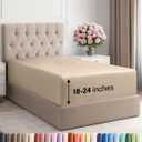 Extra Deep Twin XL Fitted Sheet - Hotel Luxury Single Fitted Sheet Only - Easily Fits 18 inch to 24 inch Mattress - Ultra Soft, Wrinkle & Fade Free w/Extra Deep Pockets - Breathable & Comfy - Cream