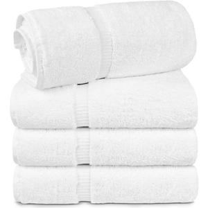 Chakir Turkish Linens 4 Piece Extra Large Bath Towels, Cotton Luxury Turkish Towels for Bathroom, Soft Absorbent Bath Towels, 30 x 60 Inches, White