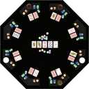 48 Inch Foldable Poker Table Top for 8 Players, Octagon Poker Table Topper with Chips Tray & Cup Holders, Professional Texas Holdem Poker Table Mat Layout with Carrying Bag for Card Casino Games