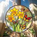 Daffodil Birth FlowerChristmas Ornament Colorful Acrylic Suncatcher Stained Glass Effect Window Hanging for Book Lover Bookish Decor Gift for Women mom Grandma (4", 1-fba-evg-c020-g)