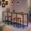 YATINEY 70.9" Bar Table and Chairs Set, Dining Table and Chair Sets, 3 Piece Counter Height Table and 2 Stools, Kithcen Table for Home Restaurant, Bar, Rustic Brown BT09BR