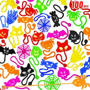 100PCS Halloween Sticky Hands Party Favors Treats Bags Toys for Kids,Bulk Halloween Toys for Goodie Bag Stuffers Basket stuffers Candy Bags Fillers Classroom Exchange Prizes