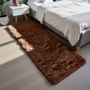 Brown 2x6 Area Rugs for Bedroom, Fluffy Shag Rug Small Rug Bedroom Carpet