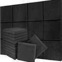 Sound Proof Foam Panels for Walls, High-Density Sound Proof Panels for Walls, Acoustic Panels Sound Absorbing for Noise Absorbing Canceling (24 Pack Square, 2x12x12 Inches) Square Black