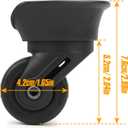 Suitcase Wheels Plastic for DIY Repair, 360 Swivel Wheel Replacement Luggage Travel Casters, Black Spinner Suitcase Caster for Luggage, V72A